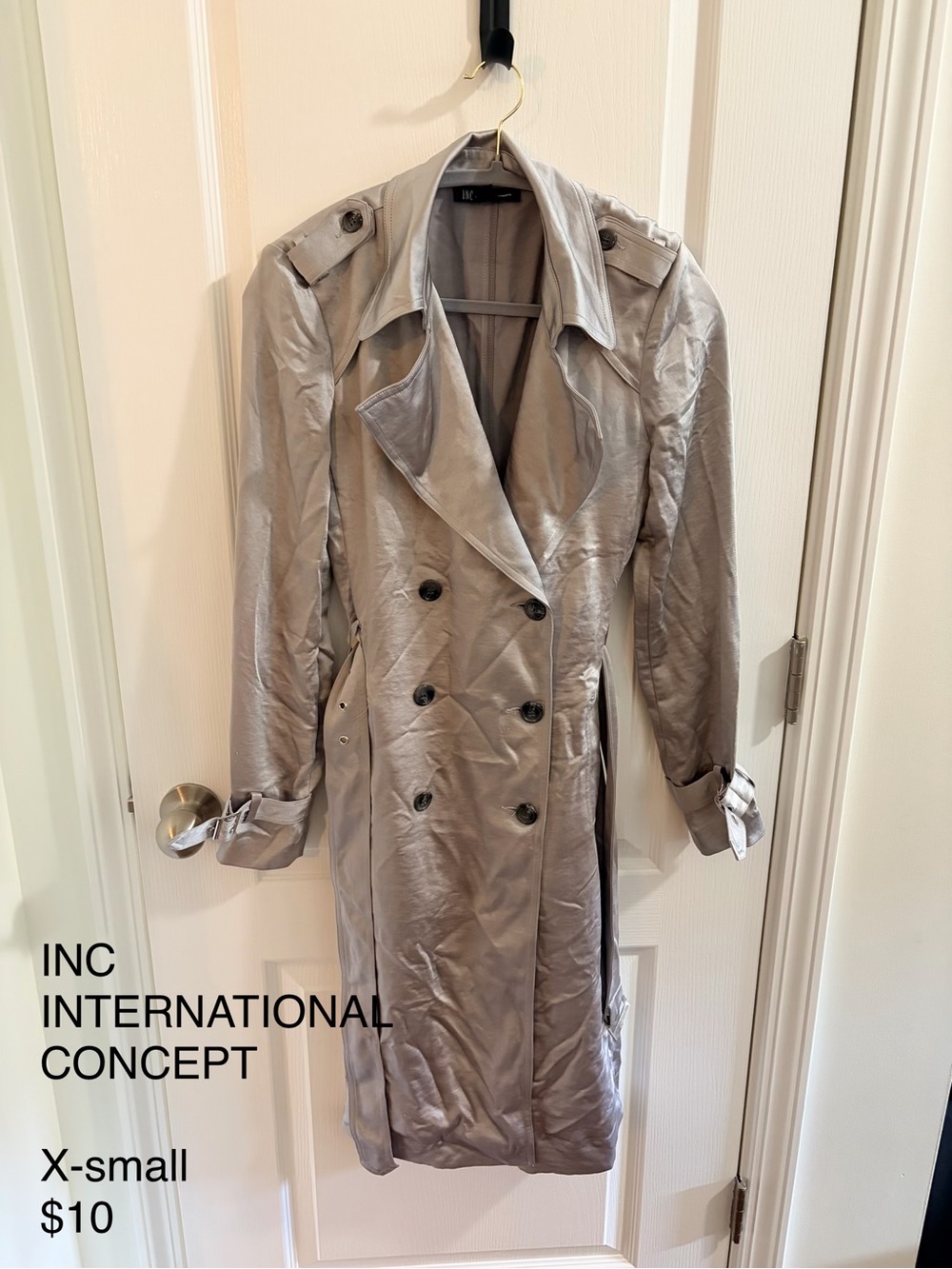 INC International Concepts Silver Trench Coat
